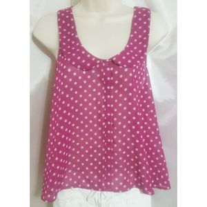 Fire Los Angeles Pink & White Polka Dot Sheer Top
